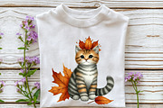 Watercolor Autumn Cat Clipart, an Illustration by Rose Art (Thumbnail 6 of 9)