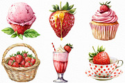 Watercolor Sweet Strawberry Clipart, an Illustration by Craft Nest (Thumbnail 4 of 6)