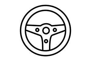 Steering Wheel Line Icon, an Icon by Pexelpy