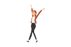 Successful Business Woman Raising, a Sport Illustration by TopVectors