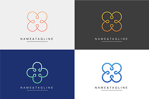 Elegant leaves monogram template