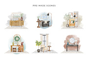 Watercolor Interior Creator, a Decorative Illustration by Kotulska (Thumbnail 11 of 18)