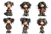Retro Girls Clipart, an Illustration by Daily.Designs (Thumbnail 2 of 5)