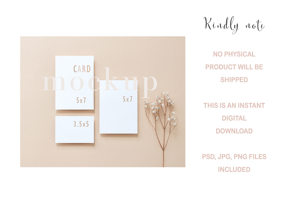 Card Mockup 5x7 Invitation Mockup, a Print Template by BirdieFrames (Photo 3 of 3)