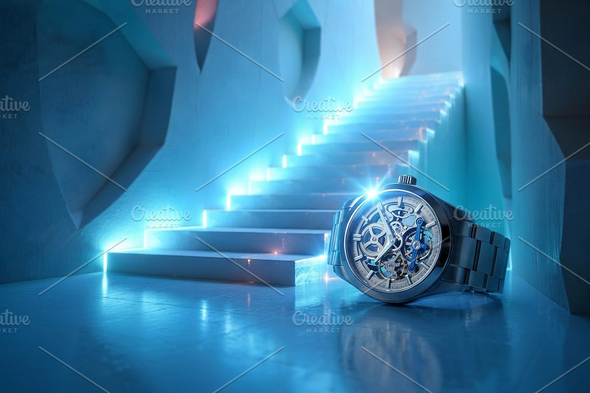 Futuristic Glowing Neon Ice Stairs, a Background Photo by Aura Canyon HQ (Photo 3 of 9)