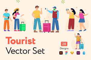 Tourist Vector Set, a Duotone Icon by Brickclay