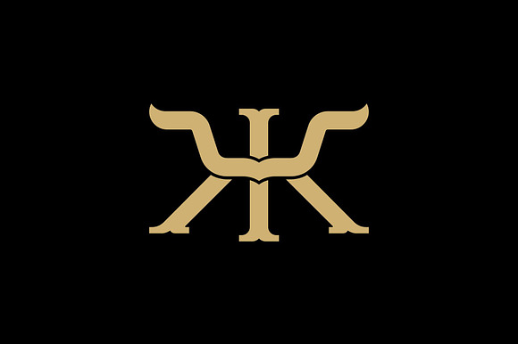 Wild West Letter KK Longhorn Logo preview 2