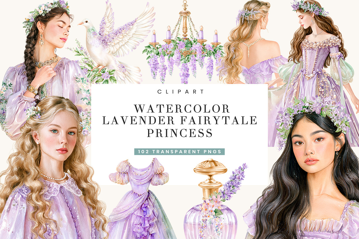 Lavender Fairytale Princess, an Object Illustration by BusyDaydesign (Photo 1 of 9)