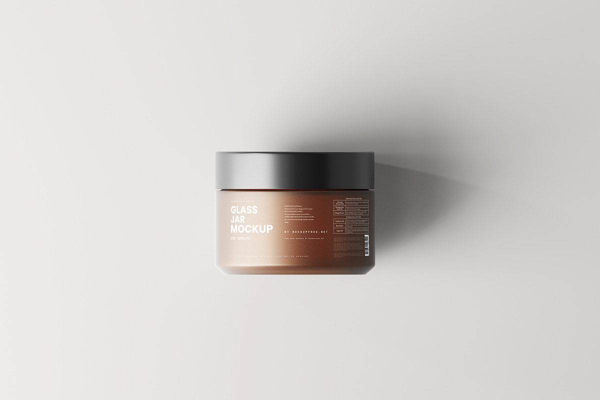 Frosted Amber Glass Jar Mockups, a Packaging Mockup by MockupFree.Net (Photo 6 of 6)