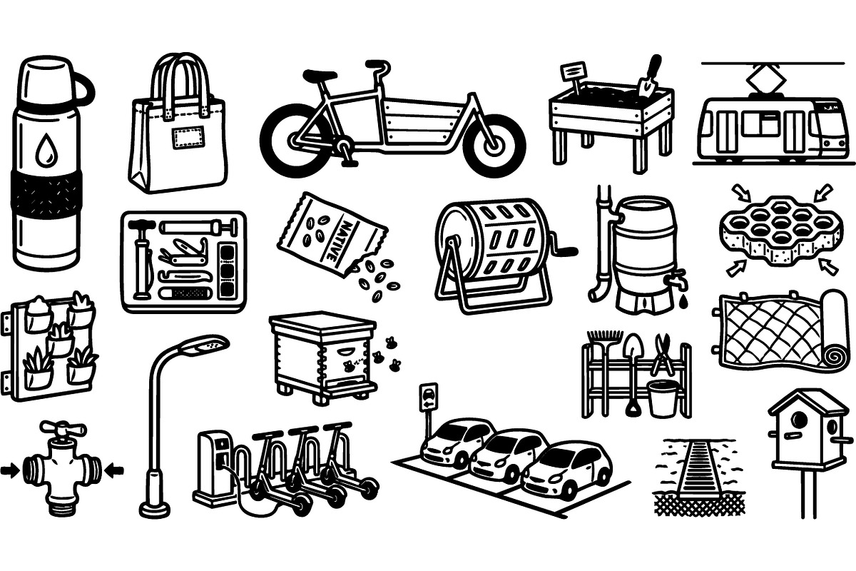 Urban Eco Lifestyle Icons Set, an Illustration by designvectx (Photo 2 of 3)