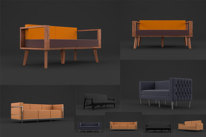 3D Models For Blender 5 Modern Sofas