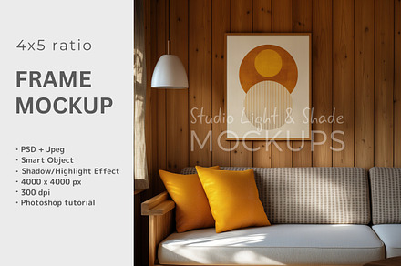 4x5 Vertical Wooden Frame Mockup