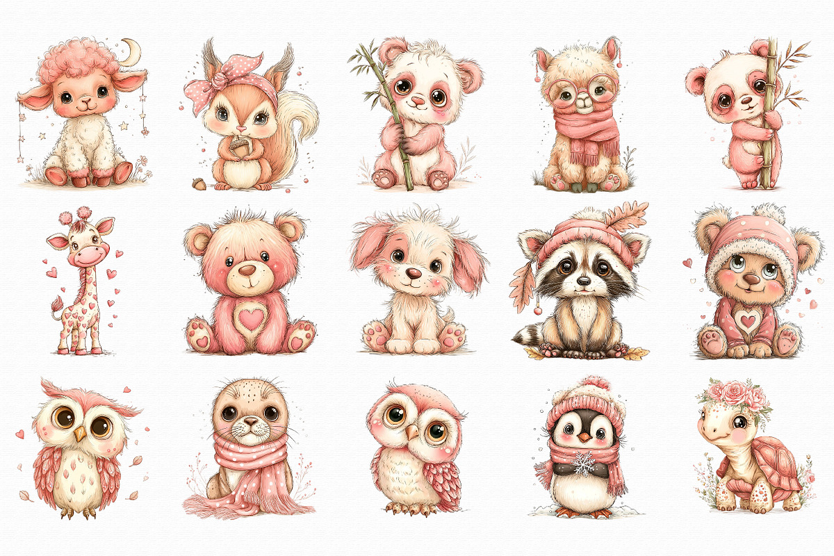 Whimsical Animals Clipart, an Illustration by Libby Wishes (Photo 2 of 6)