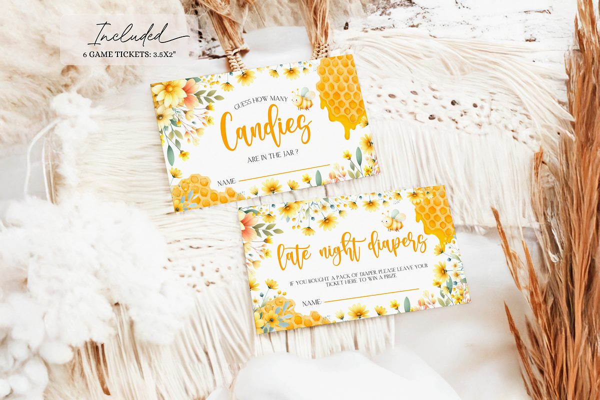 Floral Bee Baby Shower Games Bundle, a Templates & Theme by VeliusCreativeStudio (Photo 4 of 6)