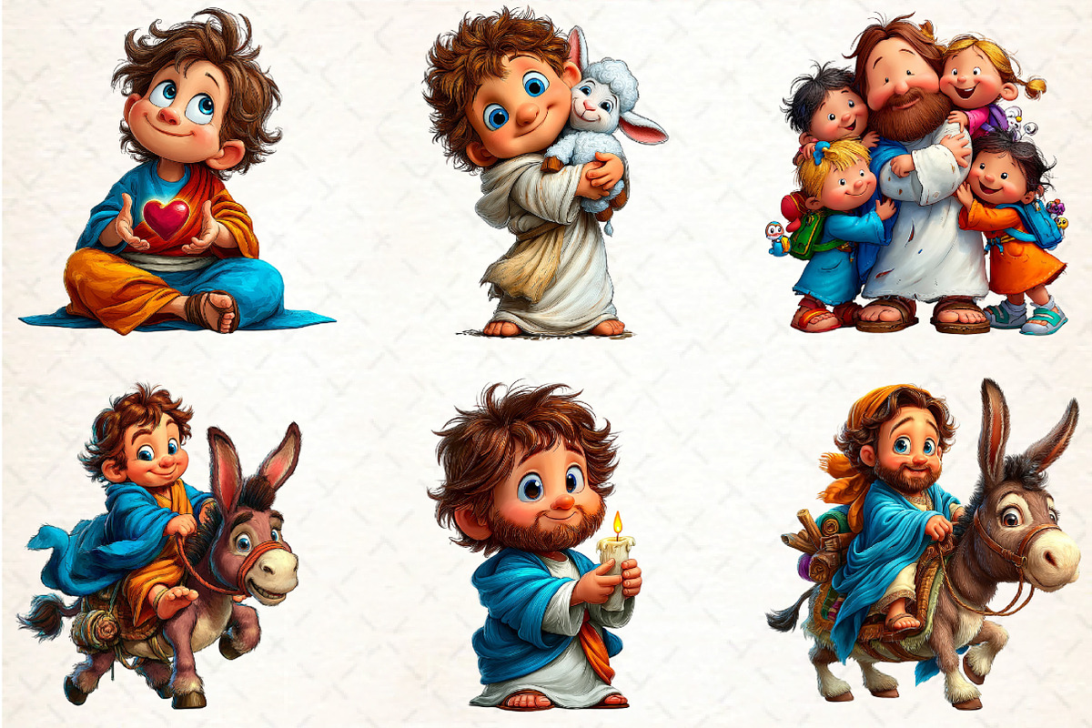 Funny Kawaii Jesus Clipart Bundle, an Illustration by DreamCafeArt (Photo 7 of 8)