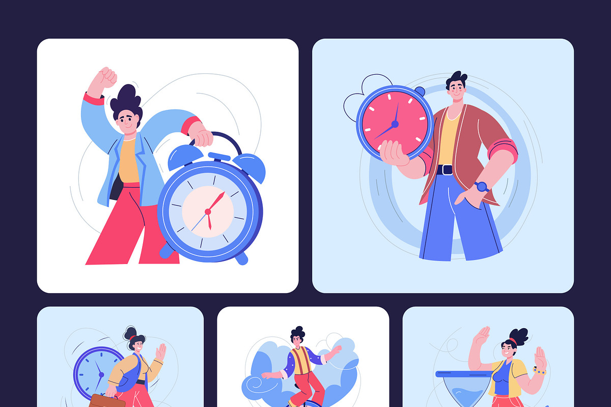 Time Management Illustration Art Set, a Work Illustration by Creative Stall (Photo 7 of 10)