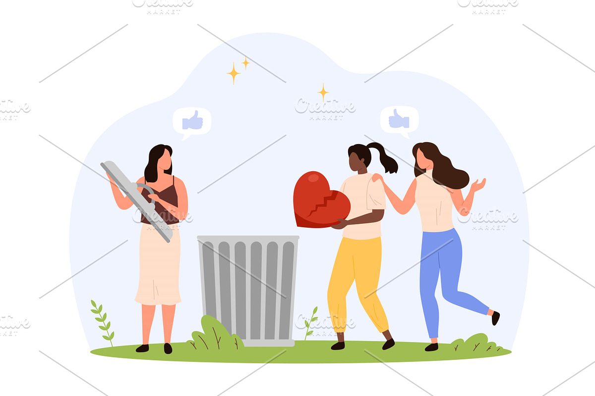 Female friends letting go of, a Person Illustration by Flashvector