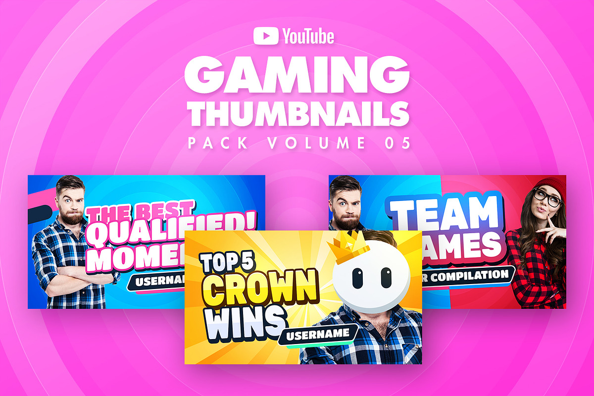 Gaming Youtube Thumbnails Pack 05, a Social Media Template by Odin_Design