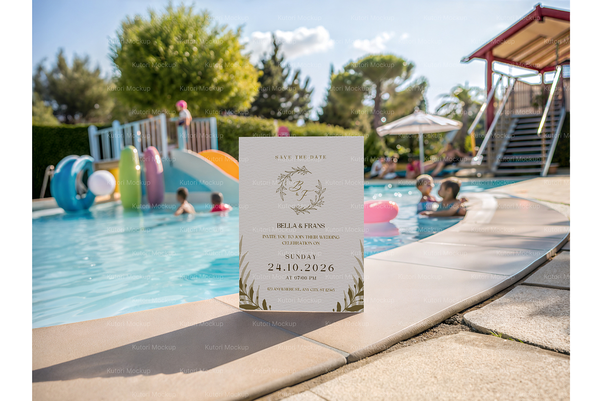 Fun Poolside Party Invitation Mockup, a Product Mockup by MockupWizard (Photo 5 of 5)