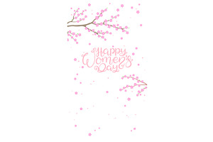 Happy Womens Day lettering, pink, a Seasonal Illustration by sceptical cactus