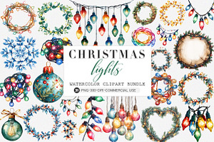 Christmas lights clipart, an Illustration by SinaCreation