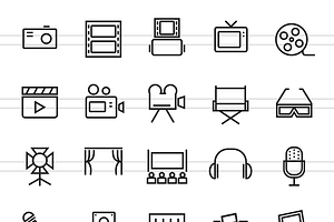 90 Music & Multimedia Line Icons