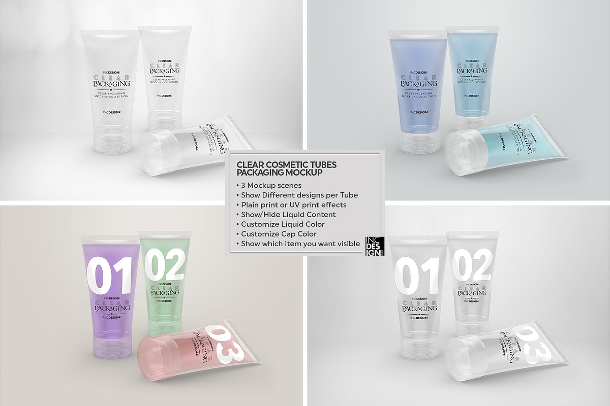 Clear Cosmetic Tube Mockups, a Packaging Mockup by INCDesign (Photo 7 of 9)