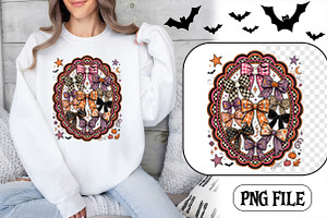 Halloween Bows Oval Frame PNG, a Seasonal Illustration by CrexoraLab