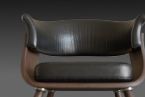 Wooden Chair With A Dark Leather