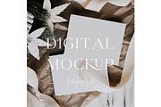 Holiday Ribbon Photo Card Mockup, a Mockup by Kelligraphy Co. (Thumbnail 1 of 2)