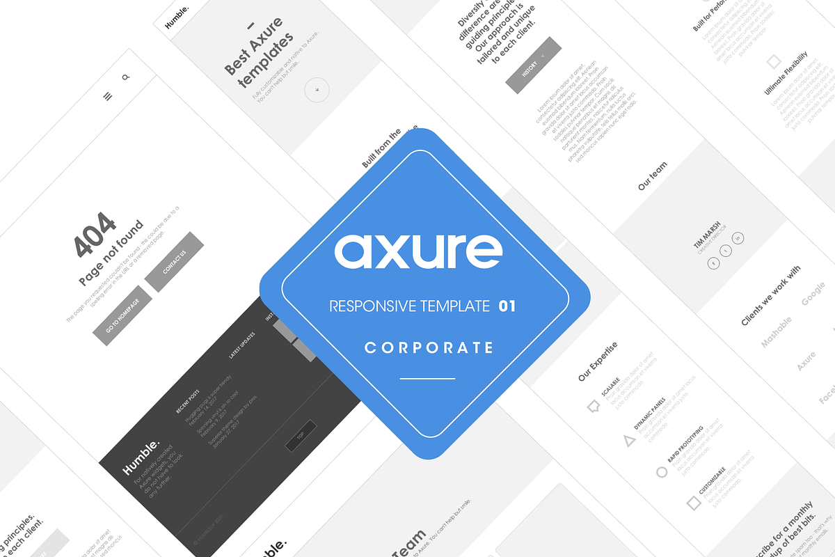 Axure responsive corporate template, a Wireframe Template by Humble UX (Photo 1 of 4)