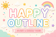 Happy Outline - Bubbly Kids Font, a Sans Serif Font by KiddoGlyphs Studio (Thumbnail 1 of 3)