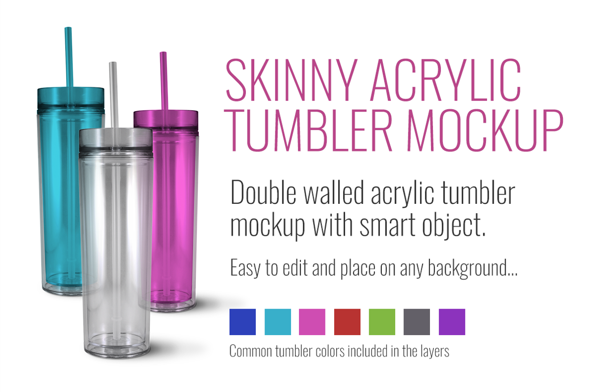 Skinny Acrylic Tumbler Mockup, a Product Mockup by SarahDesign (Photo 1 of 5)