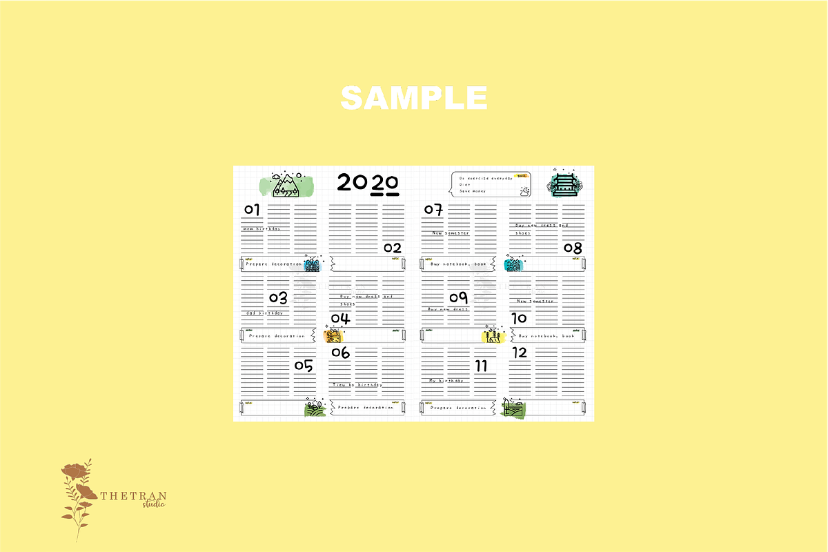 Circus Future Log | Digital Product, a Stationery Template by The Tran Studio (Photo 5 of 6)