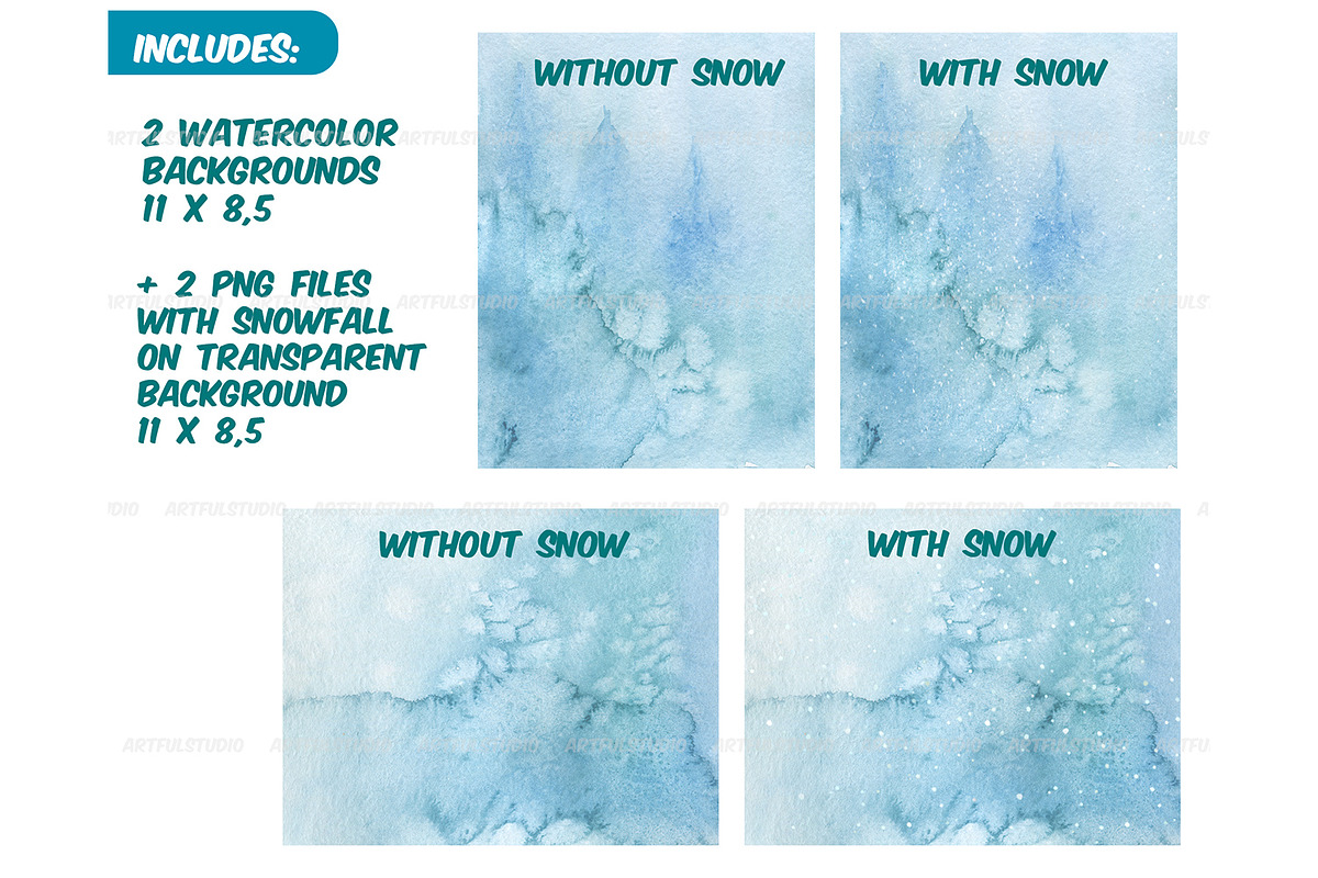 Watercolor winter forest clipart set, an Animal Illustration by ArtfulStudio (Photo 6 of 8)