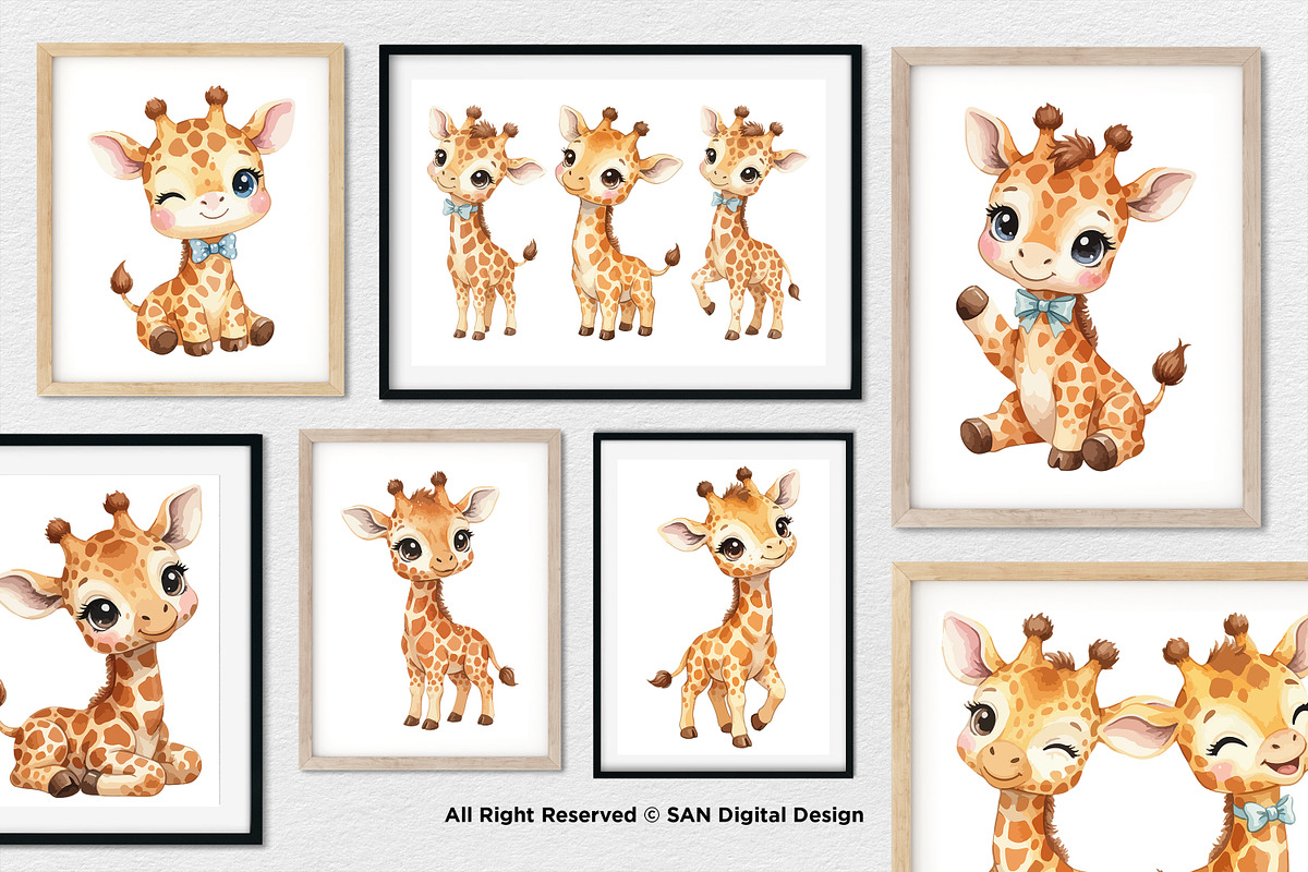 15 Bundle Watercolor Cute Giraffe, an Animal Illustration by Morspective (Photo 4 of 8)