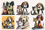 Quirky Dogs & Cats Illustrations, an Animal Illustration by PrintHaven Designs (Thumbnail 2 of 9)