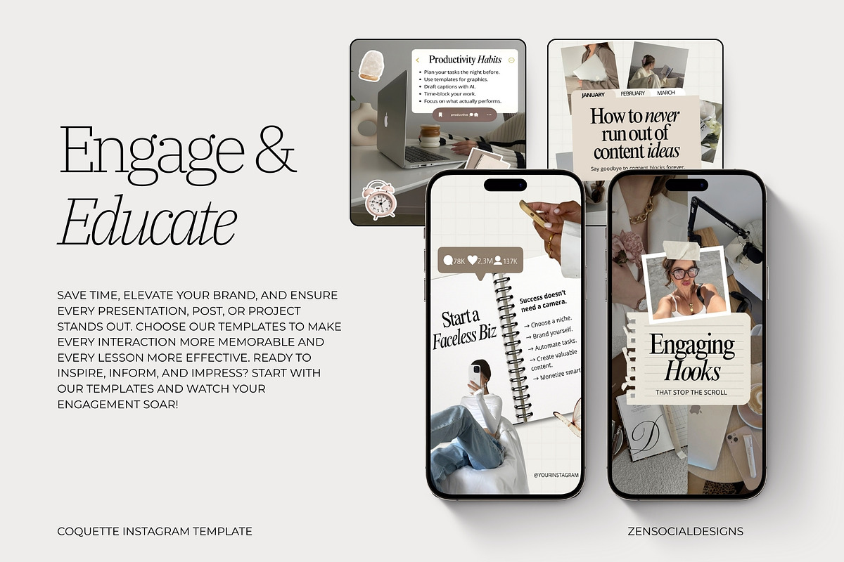 Coquette Instagram Template, a Social Media Template by ZenSocialDesigns (Photo 8 of 9)