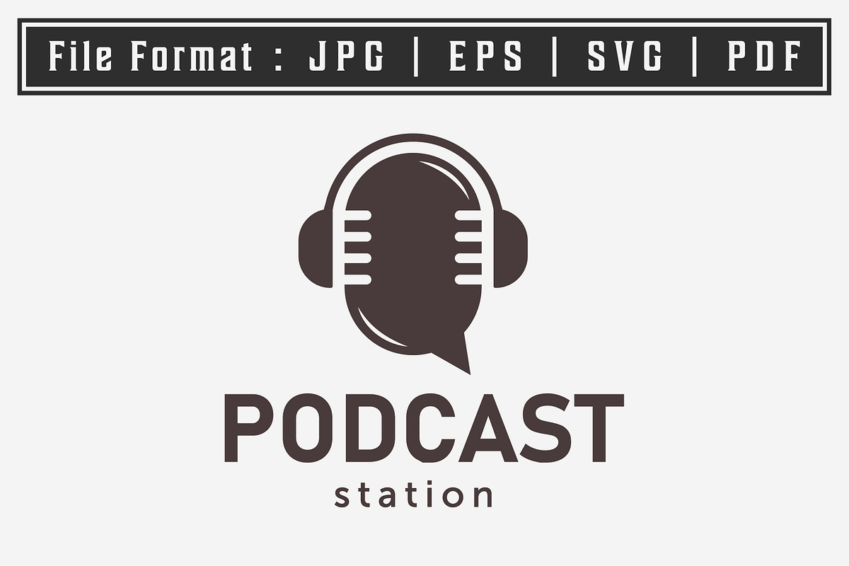 Simple mic podcast with headset logo, a Branding & Logo Template by Pyruos ID