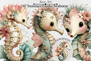 Summer Funny Seahorse Clipart, a Seasonal Illustration by Rose Art (Thumbnail 1 of 6)