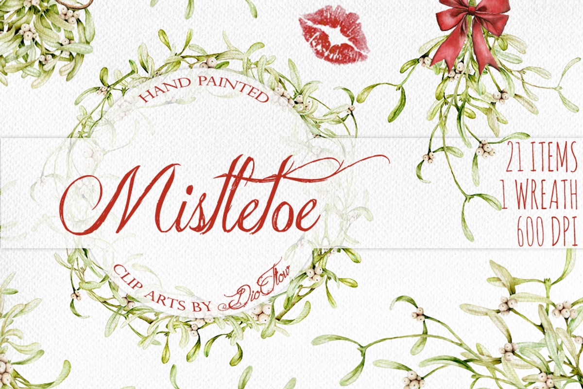 Mistletoe Watercolor Illustration, a Decorative Illustration by DioFlow (Photo 1 of 5)