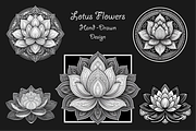Sacred Lotus Flowers hand drawn logo, an Object Illustration by GraphicRedStudio (Thumbnail 6 of 10)