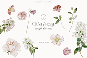 Dusty Rose fall watercolor flowers, a Decorative Illustration by Grace Noboa Illustrations (Thumbnail 9 of 10)