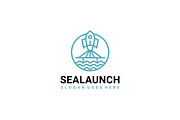 Rocket & Ocean Startup Logo, a Branding & Logo Template by 3ab2ou (Thumbnail 1 of 2)