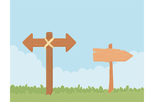rustic arrows signpost, an Object Illustration by studiogstock