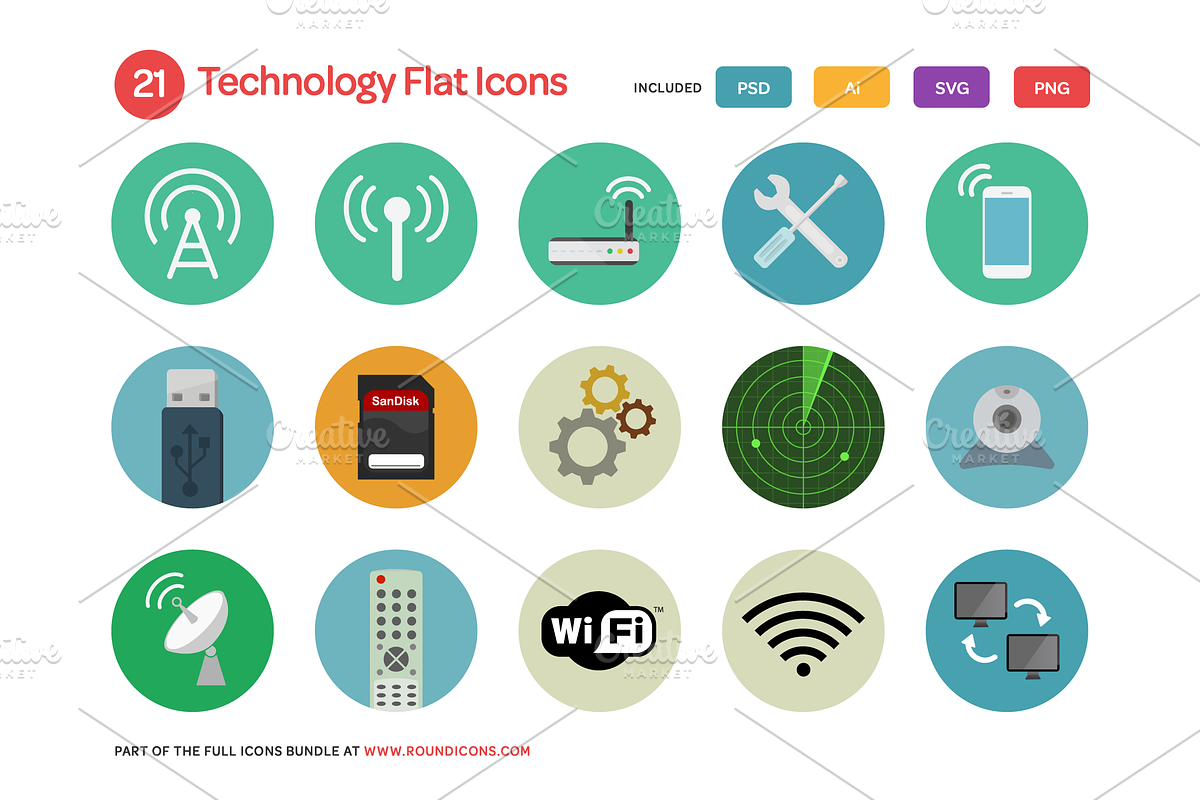 Technology Flat Icons Set preview 2