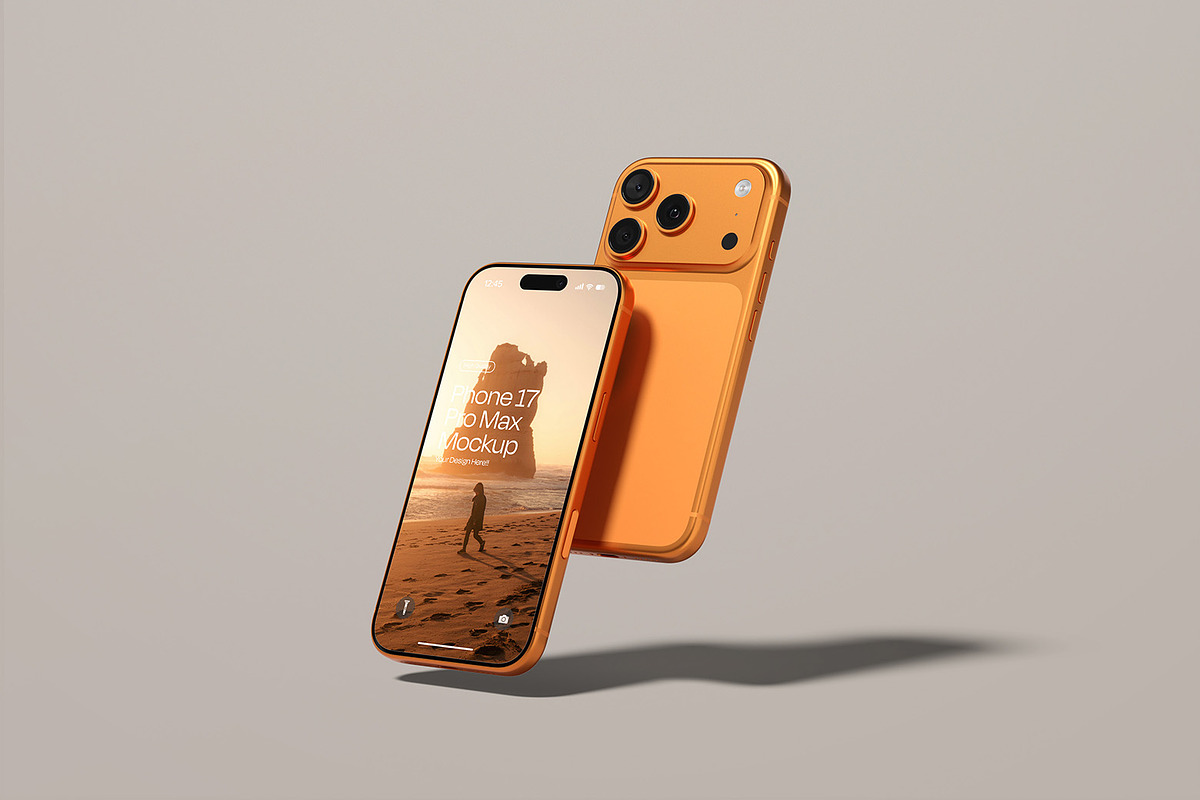 iPhone 17 Pro Max Mockup, an iPhone Mockup by graphicsecond (Photo 2 of 6)