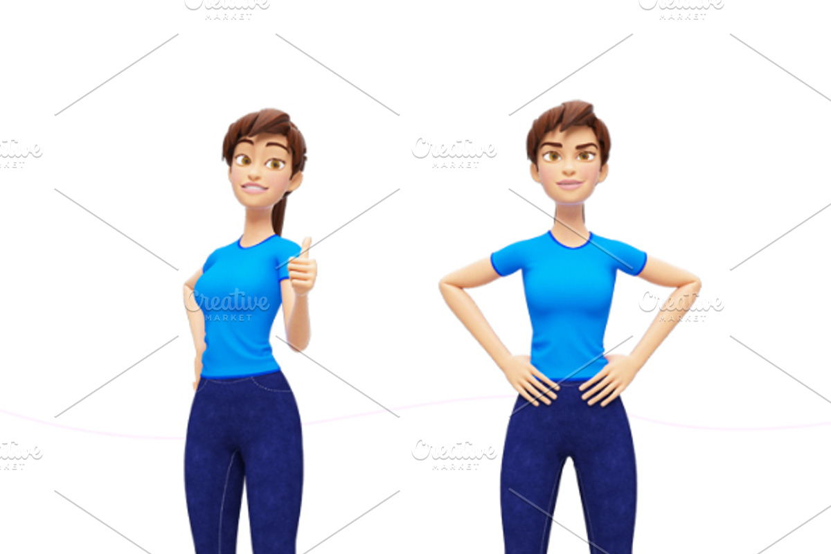 Jenny Cartoon 3D Character Promo Set, a Person Illustration by Oleg Ribar (Photo 14 of 26)