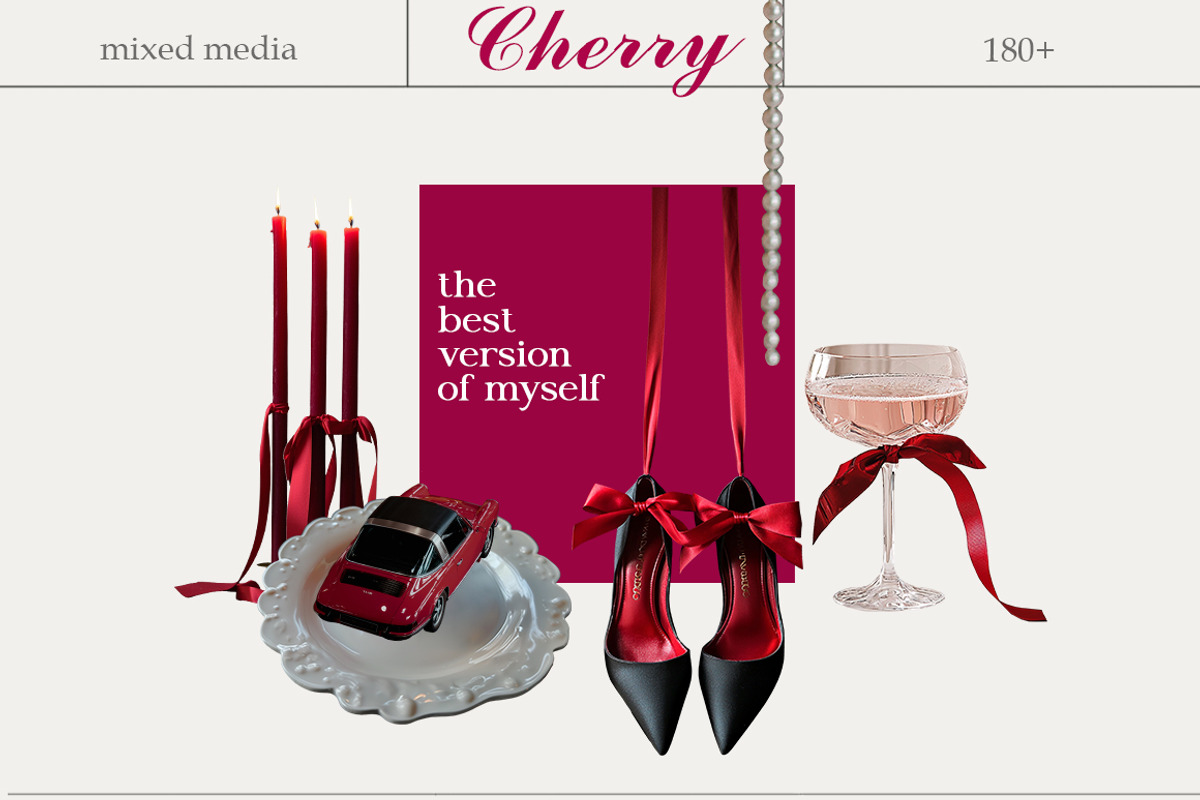 Cherry vibe Mixed media collage, an Object Graphic by 60secondsArt (Photo 2 of 7)