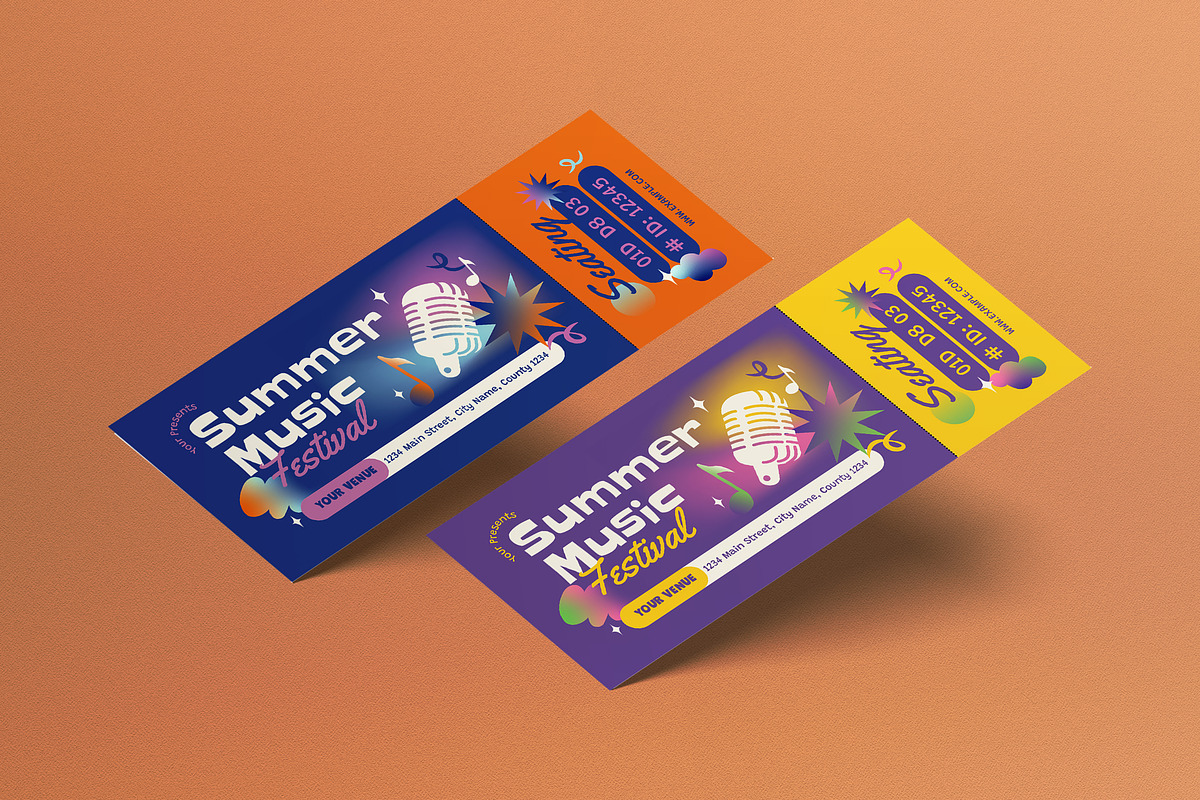 Summer Music Festival Ticket, a Card Template by graphicook (Photo 1 of 3)
